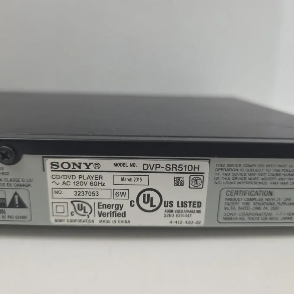 Sony DVP-SR510H CD/DVD Player NO REMOTE - Tested & Works!